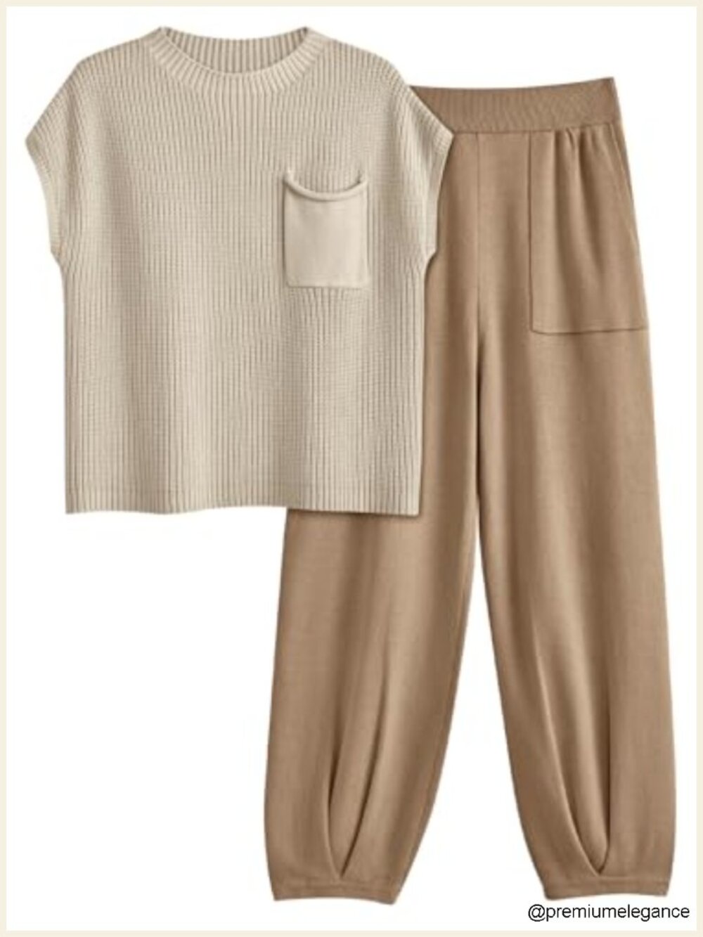2 Piece Lounge Set Cotton Knit Travel Sweatsuit